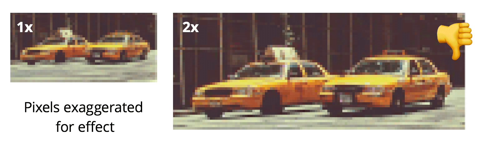 1x and 2x: different pixel sizes