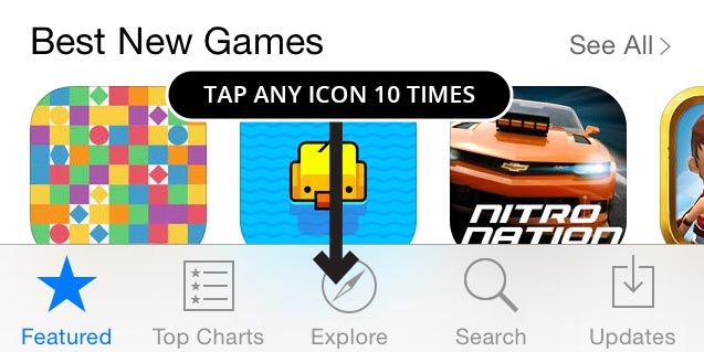 Tap any tab icon 10 times to force the App Store to refresh