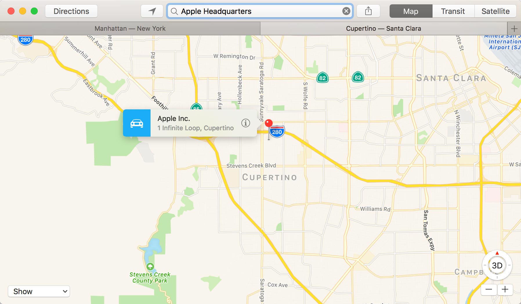Tabs in Apple Maps